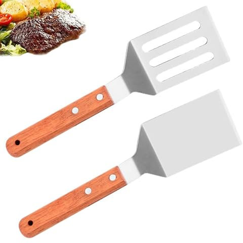 MOAZIFI 2 Stück Spachtel Pfannenwender Edelstahl, Edelstahl Grillwender, Spachtel Set Grillspachtel, Edelstahl Spatula, Spachtel Kiiche Grill