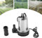 Tauchpumpe Edelstahl Schmutzwasser-Tauchpumpe Durchflussmenge 50L/13.21gal/min Förderhöhe 8m mit 3*Wasserauslässe 160W