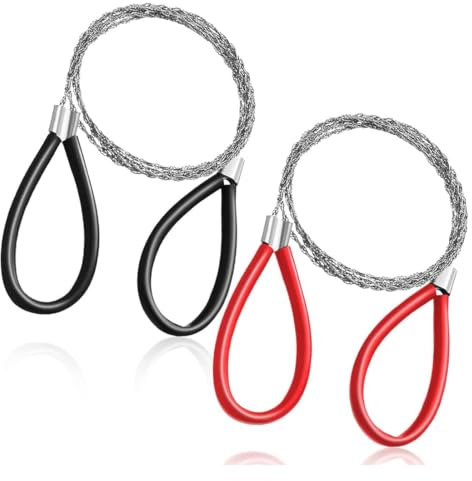 WeddHuis Scie à fil en acier inoxydable,lot de 2,boucles,scie de poche,tronçonneuse à main,sacs de camping,scie à fil pour jardinage,extérieur,camping,arbre,scie fil,scie a main (80 cm)