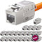 HB-DIGITAL 24 módulos CAT 6a Keystone RJ45 hembra para cable LAN – Certificado GHMT – 10 Gbps hasta 500 MHz AWG 22-24 sin herramientas LSA totalmente apantallado STP – Conector de montaje para panel