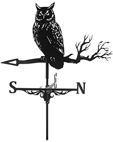 Decoración de meteorología Vane Vane Owl Acero inoxidable Estaca de jardín RETRO DIRECCIÓN DE DIRECCIÓN