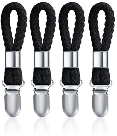 4 Stück Handtuchklammern, Handtuchclips mit Schlaufen Handtuchhalter Clips Ohne Nähen Handtuchclips Schwarz Handtuch Klammer Clips Handtuch Clips zum Aufhängen für Kücher, Bad, Balkon