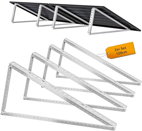 ALLDREI® Solarpanel Halterung Balkonkraftwerk 2er - 120cm Solarmodul Halterung 4 Stück aus Aluminium für Flachdach, Garten, Wand, Solarmodulhalterung für 2 PV-Module, 0% MwSt.