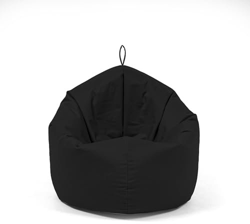 Nadimaideal Sitzsack 2 in1 Funktionen für Kinder, Teenager & Erwachsene | Indoor & Outdoor | Gaming Sitzsack -Komfortabler Beanbag | Füllung EPS Perlen (Schwarz, L -Durchmesser: 125 cm)