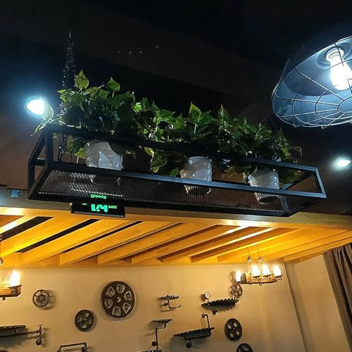 Renmlion Ceiling Mounted Shelves｜Hanging Plant Shelves Flower Pot Stand Metal Wall Shelf Kitchen Storage Rack Floating Decorations Display Shelves for Bar Home Office Restaurant(60x25x15cm)