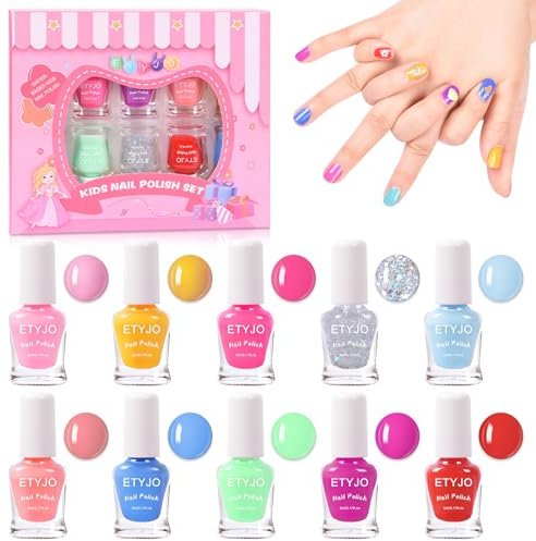TYJO Kinder Nagellack Mädchen Set -Wasserbasierte NagellackKinder Ungiftig Peel Off Nagellack für Kinder Schnelltrocknend, Teens Nail Art Schöne Geschenk Geburtstagsgeschenk