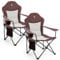 EVER ADVANCED Camping Chairs for Adults Set of 2 Supports 160kg Heavy People Folding Chair Luxury Outdoor with High Back & Cup Holder & Side Pockets Fold Up Chair Padded Red
