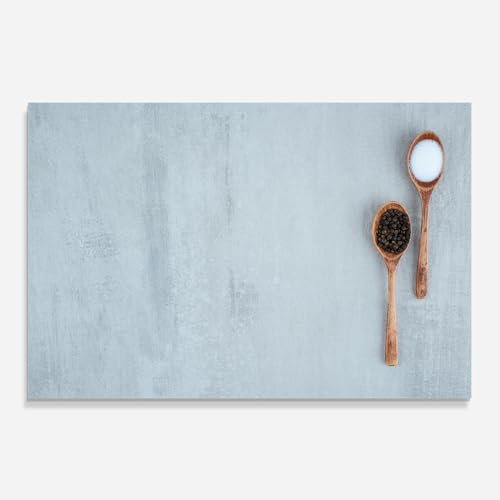 ARTHUB® Küchenrückwand aus Glas 50x70 cm, 5mm ESG | Spritzschutz, Glasplatte, Herdspritzschutz, Wandschutz für Herd, Hartglas, Lebensmittel, Gewürze, Salt Pepper Spoons