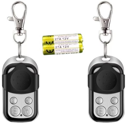 2 Telecomandi Universali per Cancelli 433,92 MHz -2 Batterie Incluse- Compatibili con Codici Fissi e di Apprendimento - Non Compatibili con Rolling Code - Facili da Clonare per Garage Cancelli Allarmi