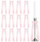 12 rosa Kerzenhalter mit dekorativen Schleifen. Kerzendekoration mit Schleife, Kerzenhalter mit Schleife, Tischdekoration mit Schleife, Geschenkdekor aus Bändern. Rosa Kerzenständer, geeignet für