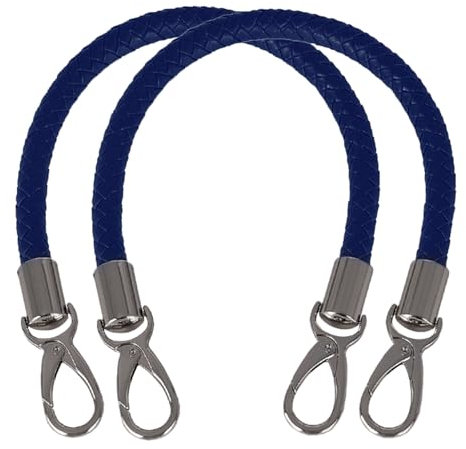 Mture 2 Stück 40cm Leder Taschengriffe mit Karabinerhaken, Ersatzgriff für Handtaschen, Schulterriemen für Taschen, Lederhenkel für Taschenherstellung, Blau