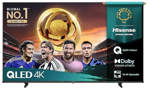 Hisense TV 65 QLED 4K 2025 65E78Q, Smart TV VIDAA U8, Dolby Vision, HDR 10+, Game Mode Plus, Dolby Atmos, Alexa Built-in, VIDAA Voice, Tuner DVB-T2/S2 HEVC 10, lativù 4K, 65'', 2025 QLED 60Hz