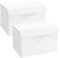 Homsorout Foldable Storage Boxes with Lids - Wardrobe Organiser Bin with Handle Fabric Basket Containers for Clothes, Book, Shelf, Office - 2 Pack White