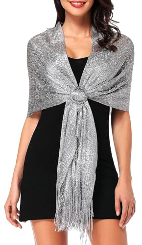 YIFLorine TANG Glitzer Stola Damen,Glänzendes Metall Schal Stola Damen,Stola für Abendkleid,Stole mit Schnalle,Frauen Braut Hochzeit Schal,für Abendkleider Kleider Hochzeitsfeier(Gold)