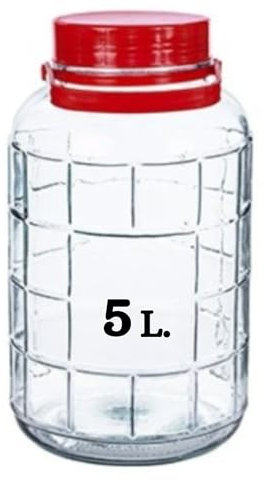 Bote de Cristal Grande con Asa de 5 Litros y Doble Tapa - Garrafa de Vidrio de 5 Litros con Asa - Perfecto para Alimentos Humedos y Secos, Encurtidos, Artículos - Bidón de Vidrio Resistente (2)