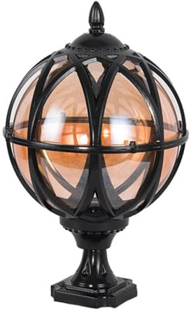 YGZPALH Lampadaires Victoriens Lampe Frontale Vintage en Forme De Boule De Verre Lampe Colonne D'extérieur Étanche avec Base De Montage sur Pilier, Lampe sur Pied Classique pour Jardin, Patio