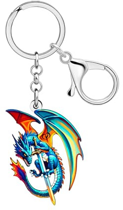 DALANE Porte-clés en Acrylique Myth Dragon Fantastique Porte-clés Clés de Voiture Portefeuille Sac à Dos Accessoires Cadeaux pour les Amoureux des Dragons Femmes Filles