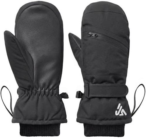 Forbabe Winterhandschuhe Skihandschuhe Herren Damen Jugendliche, Warme Winddichte wasserdichte Handschuhe Mit wasserdichte Reißverschlusstasche, Fäustlinge Herren für Skifahren Wintersport