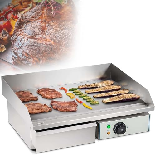 Xjymposium Plancha Industrial Electrica De Cromo Duro, 220v 3000w 55 * 43 * 24cm Control TermostáTico De 50 A 300 °C, 16kg Antisalpicadura, Acero Inoxidable