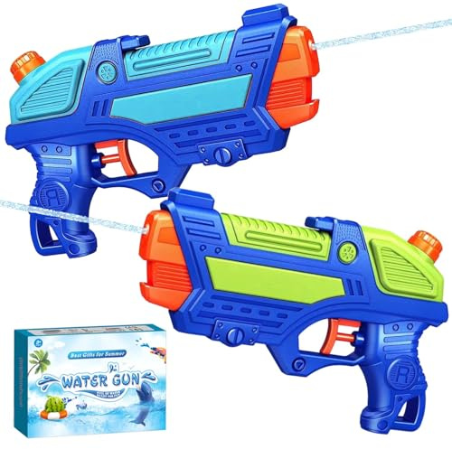 2 Pack Wasserpistolen für Kinder, Spritzpistolen für Schwimmbad im Freien | Beste Sommer Garten Strand Wasserkampf Spielzeuggeschenke für Jungen und Mädchen, Trainingsspielzeug für Haustiere