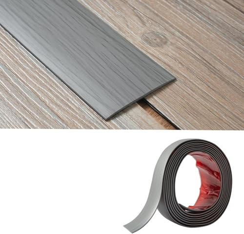Zayejod 15M PVC Floor Transition Strip Self Adhesive,Grey Wood Grain 5CM | Vinyl Flat Floor Divider Strip Carpet Cover Strips Laminate Threshold Flooring Edge Trim for Joining Floor Tiles Gap Door Bar