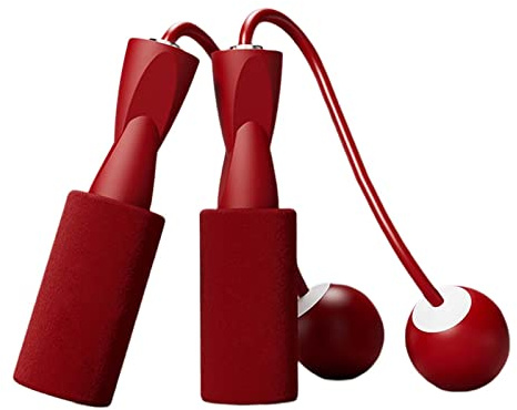 Cuerda de saltar inalámbrica para gimnasio, ejercicio, fitness, cuerda de saltar pesada para niños, diámetro de la bola: 3,2 cm, rojo, diámetro de la bola: 3,2 cm, rojo, 13,4 x 3,3 cm