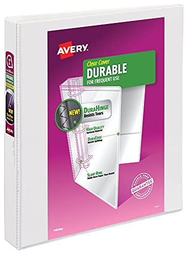 Avery Durable View 3-Ringbuch für Zuhause, Schulbedarf, Büro oder Organisationsbedürfnisse, 2,5 cm schräger Ring, 1 Packung weißer Ordner (17012)
