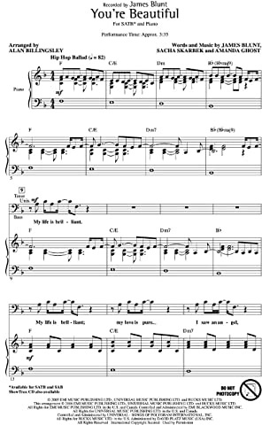Hal Leonard You're Beautiful SATB by James Blunt arranged by Alan Billingsley