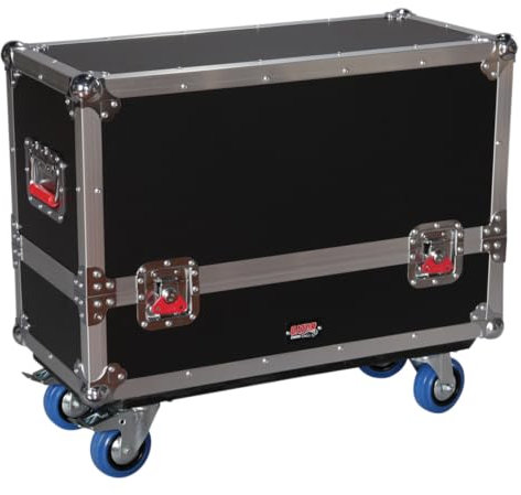 Gator Cases G-TOUR Series ATA Maleta de viaje estilo ATA para 2 cajas de altavoces QSC K12 con almacenamiento de cables y ruedas resistentes de 4 (G-TOUR SPKR-2K12)