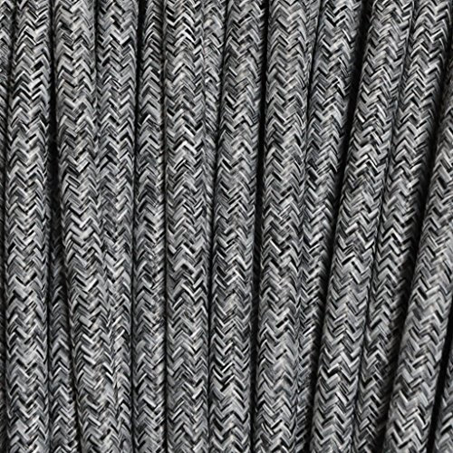 Cavo elettrico tondo rivestito in tessuto colorato per lampadari, lampade, abat jour. Il cavo elettrico diventa design! Scegli fra 30 colori. 5 Metri 2x0,75. Made in Italy! Lino Scuro