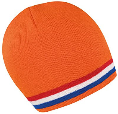 Result Winter Essentials Unisex Mütze National Beanie Mehrfarbig Orange/Red/White One Size