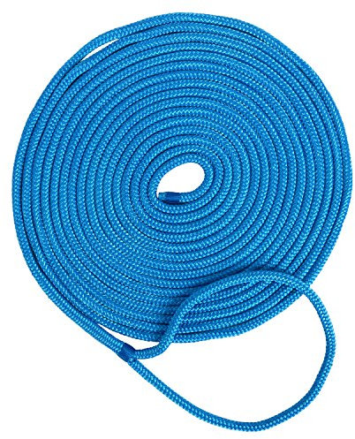 Amarine-made 3/4 Inch 25 FT Double Braid Nylon Dockline Dock Line Mooring Rope Double Braided Dock Line (Blue)