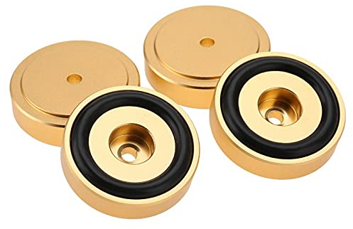 ASHATA 4 x Aluminium Füße, 4 Stücke Spikes Unterlegscheibe Verstärker Amplifier Pads 40x10mm,Aluminium Verstärker Füße Stoßdämpfer Pads Füße Universal Shock Absorber Mat für