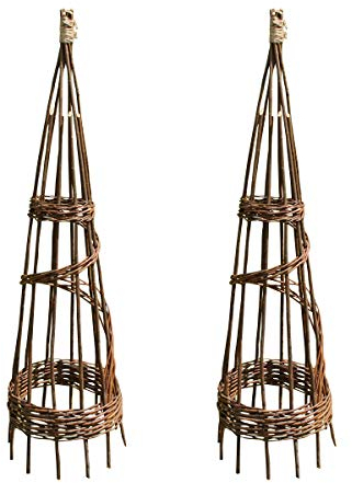 Selections Pack of 2 Spiral Willow Garden Obelisks (1.2m)