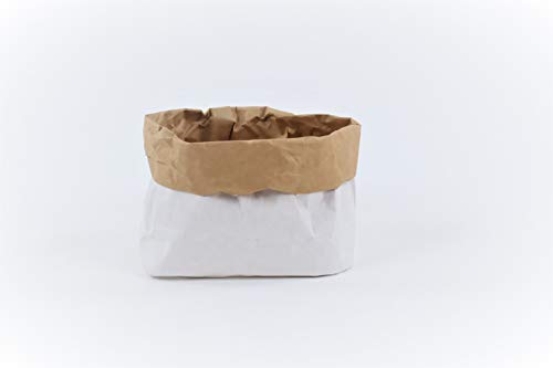 B&P Italia 5 Sacchetti portapane Country Sack riutilizzabili più Volte, Carta Kraft ad Uso Alimentare, Bianco/Avana, Small 22x13xh60, 5 unità