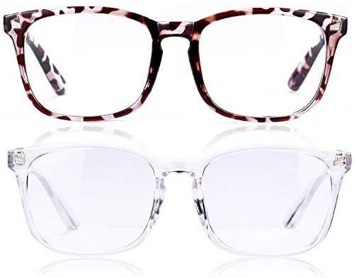 Yizerel 2 Pack Blue Light Blocking Glasses, Anti Blue-ray Eyeglasses for Computer, TV, Console Gaming, Smartphone, Men & Women, Reduce Eyestrain (Set of 2, 2 Colors)