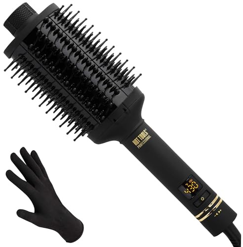 HOT TOOLS Pro Artist Heated Hair Styling Oval Brush, Black/Gold