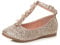 AJVANI T-BAR Glitter Wedding Bridesmaid Shoes Ballerinas Size 34 Rose Gold