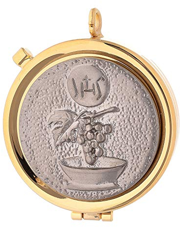 Holyart Teca eucaristica Argentata con Calice IHS in Rilievo