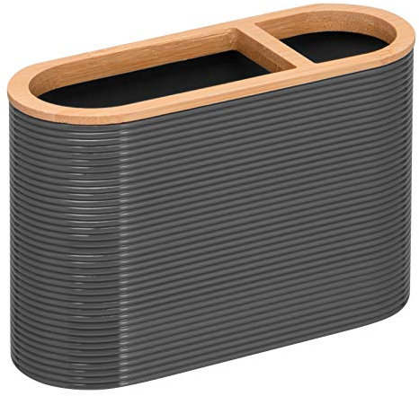 bremermann Zahnbürstenhalter Segno aus Bambus und Kunststoff // Utensilienständer (Grau)