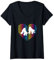 Damen Rollschuhlaufen Disco 70er 80er Jahre Rollschuh Outfit für Damen T-Shirt mit V-Ausschnitt