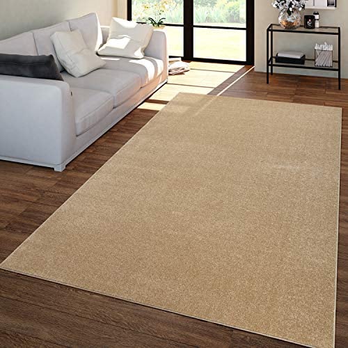 TT Home Wohnzimmer Teppich Kurzflor Unifarbendes Design Modern Und Zeitlos, Farbe: Gold, Größe:120x170 cm
