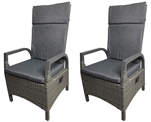 Gardissimo 2 x Aluminium Polyrattan Movesessel Rio, inklusive Auflage, mit sufenlos Verstellbarer Rückenlehne, absolut wetterfest/Sessel