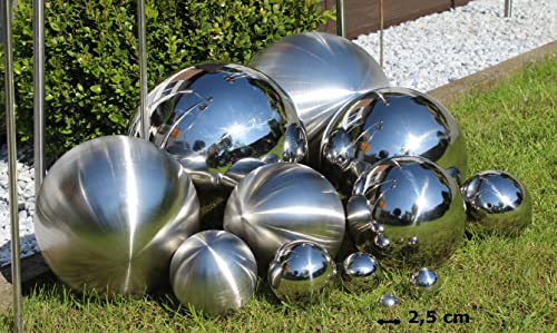 Edelstahl Deko-Kugel Silber Gartendeko Rosenkugl Beet Teich Hohlkugel schwimmfähig (1 Stück, Ø 2,5cm Hochglanz)