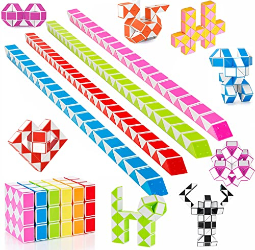 Mitgebsel Kindergeburtstag 12er 48 Blöcke magische Schlangen Kinder Spielzeug Magic Snake Set Give Aways Kindergeburtstag Gastgeschenke Kindertagsgeschenke Spielzeug für Kinder Junge und Mädchen