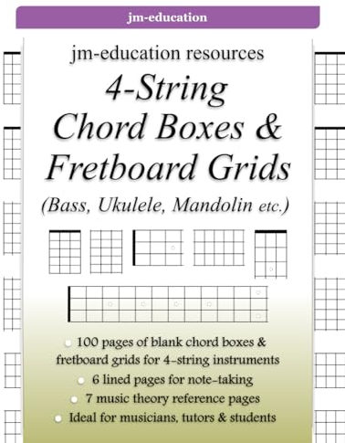 4-String Chord Boxes & Fretboard Grids: (Bass, Ukulele, Mandolin etc.)
