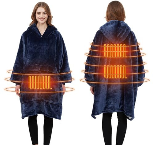 AURORRAN Heated Oversized Hoodie Blanket Large Flannel Sherpa Wearable Blanket Hoodie Sweatshirt Soft Cozy Warm Safety Low Voltage (NO.3)