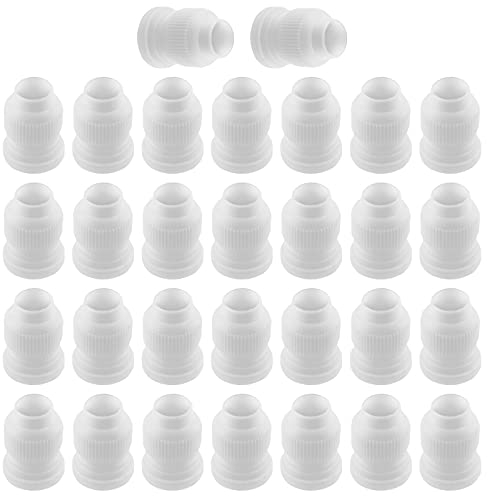 BokWin 30 Pcs Plastic Piping Tip Holder,Cake Decorating Couplers,1.2 x 1 Inch Icing Nozzle Tip(White)