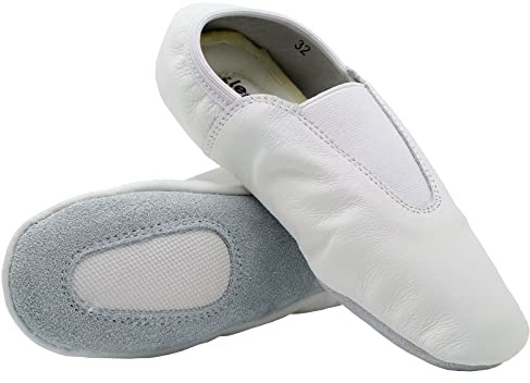 s.lemon Weiß Gymnastik Schuh,Kinder Kunstturnschuhe Leder Trampolinschuhe Mädchen Turnschläppchen