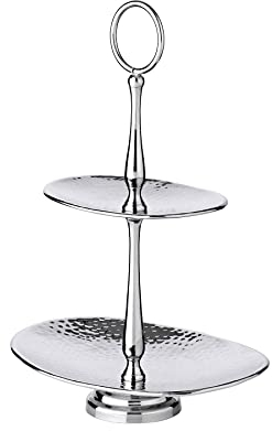 EDZARD Etagere Gulf (Höhe 34 cm), mit 2 Ebenen, oval, Edelstahl gehämmert, hochglanzpoliert